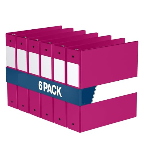 PENGZNL 2-Zoll-Ordner, 3-Ring-Ordner for Schule, Büro oder Zuhause, farbige Notizbücher, 6er-Pack(Pink) von PENGZNL