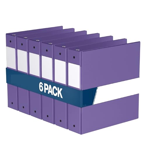 PENGZNL 2-Zoll-Ordner, 3-Ring-Ordner for Schule, Büro oder Zuhause, farbige Notizbücher, 6er-Pack(Purple) von PENGZNL