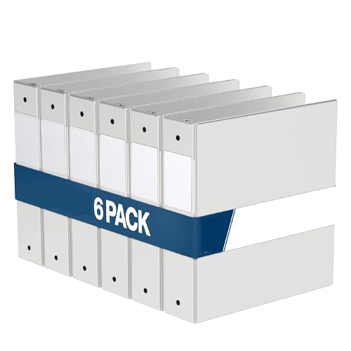 PENGZNL 2-Zoll-Ordner, 3-Ring-Ordner for Schule, Büro oder Zuhause, farbige Notizbücher, 6er-Pack(White) von PENGZNL