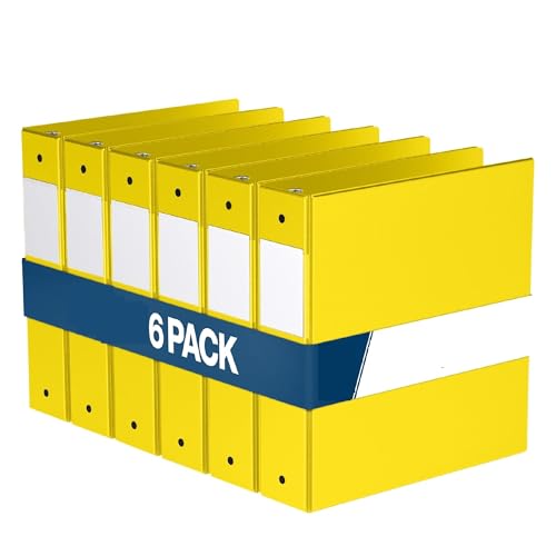 PENGZNL 2-Zoll-Ordner, 3-Ring-Ordner for Schule, Büro oder Zuhause, farbige Notizbücher, 6er-Pack(Yellow) von PENGZNL