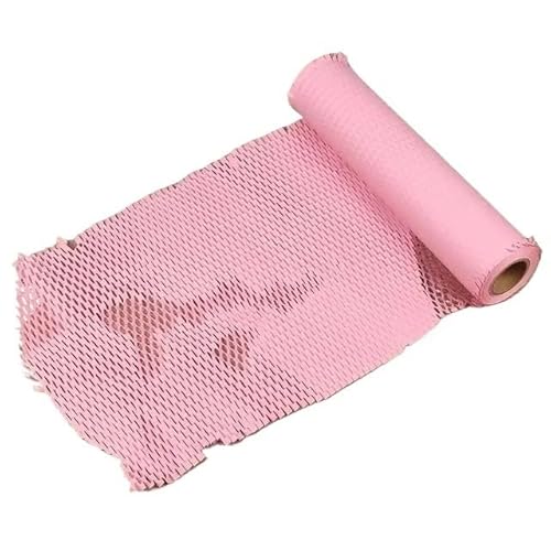 PENGZNL Wabenpapier,Packpapier 30 cm x 20 m Wabenpapier, Transport-Geschenkpapier, Polsterfüllmaterial kann recycelt Werden, Kraftpapier.(Pink-30cmx20m) von PENGZNL