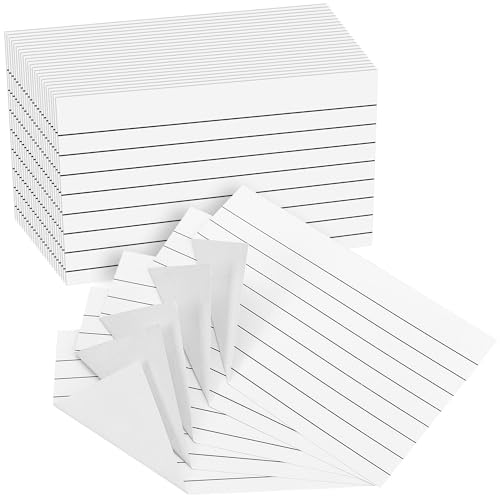PAP06WH100 Karteikarten, 12,7 x 7,6 cm, einseitig liniert, eine Seite blanko, Revision/Aufzeichnung/Flash-Notiz/Lernkarten/Memo-Kratzblöcke, To-Do-Liste für Büro, Schule, Zuhause, 100 Stück von PENPRIS