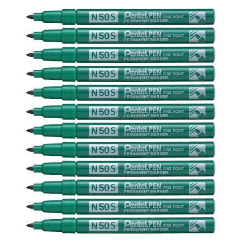 Pentel n50s Rundspitze permanent marker – Grün (12 Stück) von Pentel