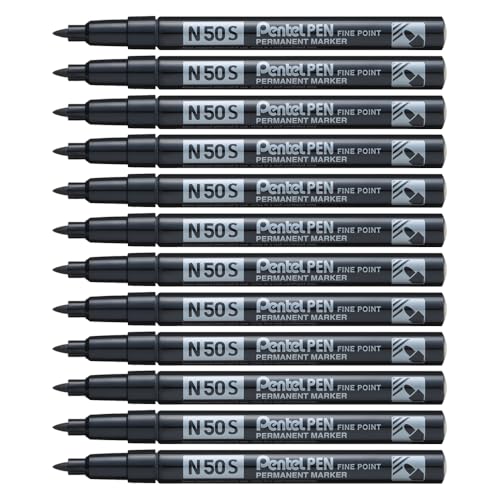 Pentel n50s Rundspitze permanent marker – Schwarz (12 Stück) von Pentel