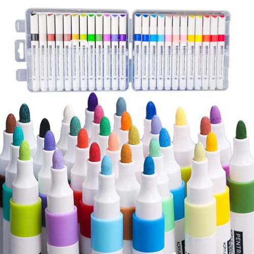 PENTRISTA Acrylstifte für Steine Wasserfest, 24 Farben Acrylfarben Set, Acrylstifte Wasserfest, Steine Bemalen Stifte, Permanent Acrylic Paint Marker Kit, Bemalen Holz Deko Ostereier Ostern Basteln von PENTRISTA