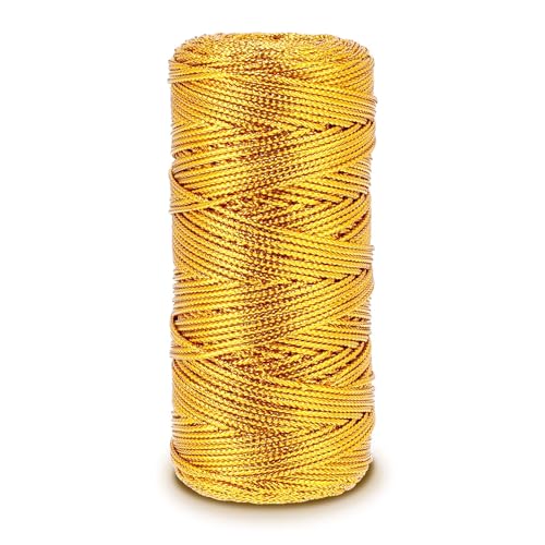 1 Rollen Goldene Kordel,Metallic Kordel,Kordel Gold 1.5mm,Premium Kordel 100m Goldfaden DIY Bastelschnur für Basteln,Hochzeitsdekoration,Weihnachts Geschenkpapier Dekoration Kunsthandwerk-Gold von PEOVLVN