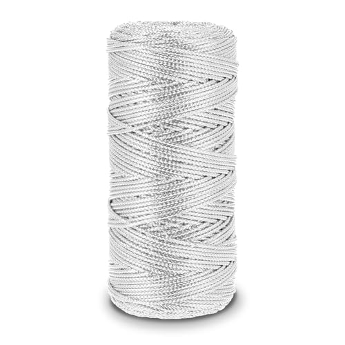 1 Rollen Silber Kordel,Metallic Kordel,geschenkband silber 1.5mm,Premium Kordel 100m Silberfaden Diy Bastelschnur für Basteln,Hochzeitsdekoration,Weihnachts Geschenkpapier Dekoration-Silber von PEOVLVN