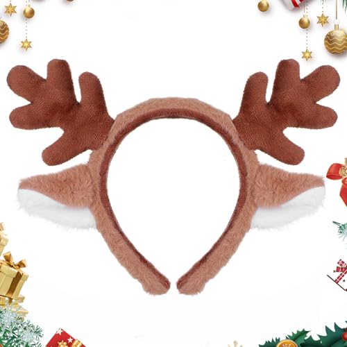 PEOVLVN 1 Stück Weihnachts Stirnband,Geweih Stirnband,Weihnachten Haarreifen Antler Headband für Damen Kinder,Reh Kostüm Kopfschmuck Haarreifen Fasching Mottoparty Cosplay Halloween(Bronze) von PEOVLVN