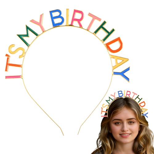 Mädchen Geburtstags Stirnband 1 Stück geburtstag stirnband IT'S MY BIRTHDAY stirnband Geburtstags krone für Frauen,Geburtstag Tiara Geburtstagsstirnband für Frauen und Mädchen,Happy Birthday Deko von PEOVLVN