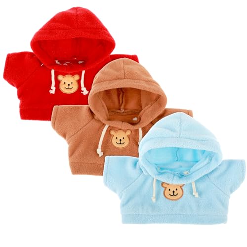 3 Stück Mini-Bär-Kleidung Bären Puppen Kleidung,Bären-Kleidung,Stofftier Kleidung Für Die Meisten 12-16-Zoll-Bären Machen Sie Ihre Eigenen Plüschpuppen-Outfits Und Zubehör-(Rot, Blau, Braun) von PEOVLVN