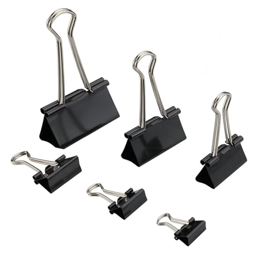 PEPAXON Black Binder Clips Büroklammern Aktenclips 51 mm / 41 mm / 32 mm / 25 mm / 19 mm / 15 mm Packung mit 72 Stück von PEPAXON