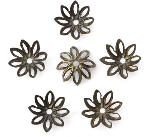 PEPPERLONELY 100 Stück Antik-Bronze-Legierung, 11 x 11 mm, hohle Blumen-Perlenkappen (passend für 12 mm Perlen) von PEPPERLONELY