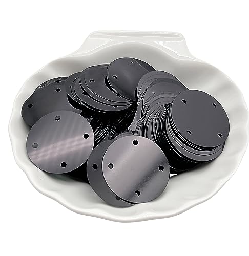 PEPPERLONELY 50 g (ca. 200 Stück +), 4 Löcher, 35 mm, runde Pailletten, flach, schwarz, lose Pailletten, Pailletten, 3,5 cm, für Kleidung, Handtasche, Kostüm, Handwerk von PEPPERLONELY