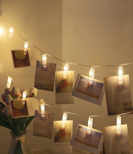 PERMUST Fotowand für Zimmer Deko, LED Fotoclips Lichterkette für Zimmer Deko (3m und 1,5m) mit 30 Klammern Bilder für Wohnzimmer, für Wohnzimmer, Weihnachten, Hochzeiten, Party Bilder Aufhängen von PERMUST