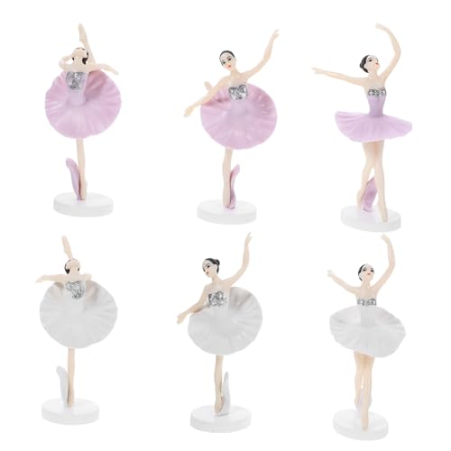 PERSELOSO 1 Satz Tanz Ballett Mädchen Rosa Ballettröckchen Einhorn Kuchen Topper Tanzkönigin Mädchen Bastelt Tutu-kleid Für Mädchen Ballett Tanzpuppe Ballerina Figur Plastik 6st von PERSELOSO