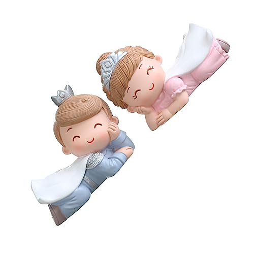 PERSELOSO 2 Stück Prinzen- und Prinzessinnenschmuck Bausatz Drehscheibe funkeln essbar Karikatur Oh character design küchendekoration Minifiguren Kuchen schmückt Charaktermodell Harz von PERSELOSO