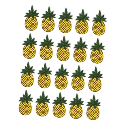 PERSELOSO 20 Stück Ananas -Stickerei Stickerei-Ananas-Abzeichen Stoffflicken für Kleidung Ananasflecken Eisen auf Ananaseisen auf Patch tropische applikationen Cartoon-Patches Stickgarn von PERSELOSO