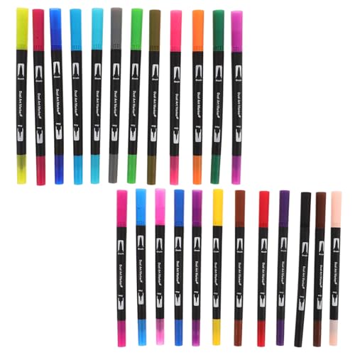 PERSELOSO 24 Stück Dual-tip-pinselstifte, Farbige Marker, Dual-tip-stifte, Feine Spitze, Marker Zum Ausmalen, Zeichnen, Kalligraphie, Notizen von PERSELOSO