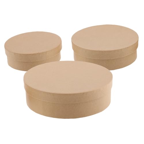 PERSELOSO 3 Stück Boxen Runder Karton Verpackungsboxen Für Leckereien Bäckereiboxen Keksschachteln Zum Verpacken Boxen Für Dessert Behandeln Präsentieren Sie Kisten Runde Kästen Khaki Papier von PERSELOSO