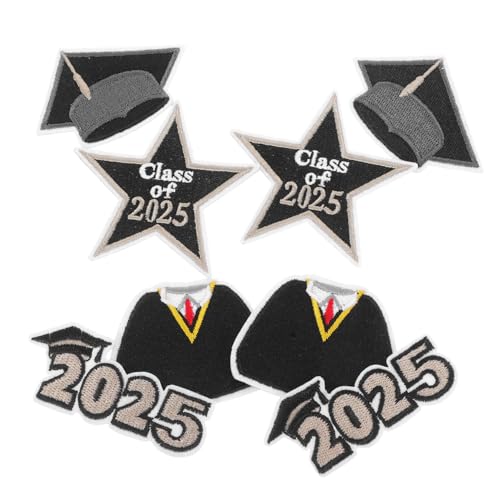 PERSELOSO 8 Stück Stickpatches Für Die Abschlusssaison Exquisite Accessoires Schwarz Goldene Stoffpatches Zubehör Chuck Patches Mit Kleberücken Bestickte Stempelpatches von PERSELOSO