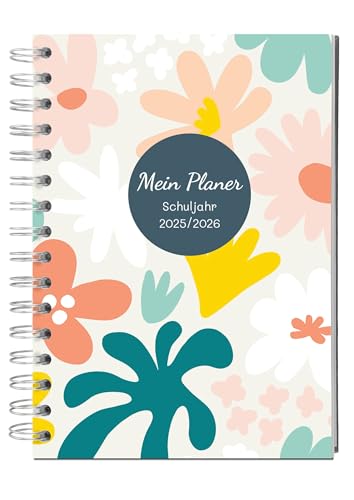 PERSEN Schuljahresplaner Ringbuch 2025/26 - Ringbuch, DIN A5, Lehrerkalender für alle Klassenstufen, mit Halbjahreskalender, Ferienkalender & Stundenplänen - Flower von PERSEN