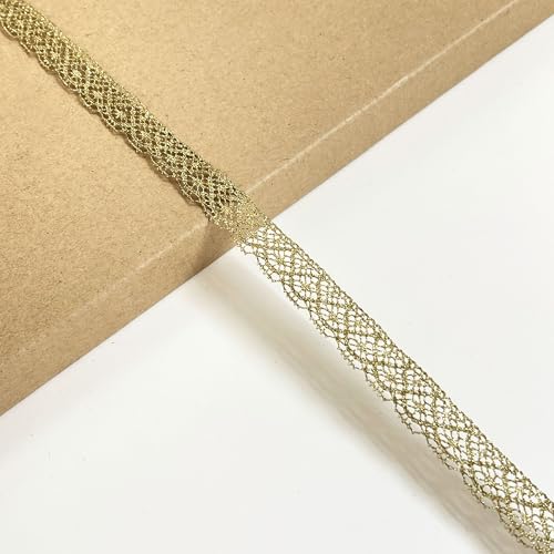 Spitzenborte mit goldfarbenem Rand, 0,95 cm breit, 2,7 m/Packung, inklusive Spule von PETITECOCOCRAFTS