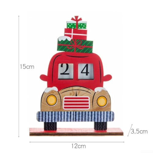 Holz Auto Adventskalender Countdown für Weihnachten Home Decoration Ornament (Rot) von PETSTIBLE