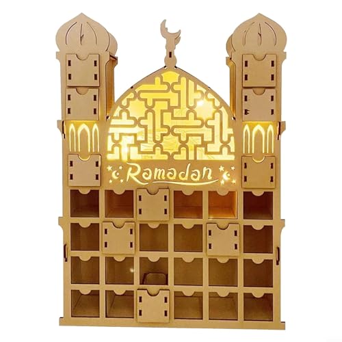 PETSTIBLE Ramadan-Adventskalender, 22 x 30 x 6 cm, mit hellen Countdown-Kalendern aus Holz von PETSTIBLE