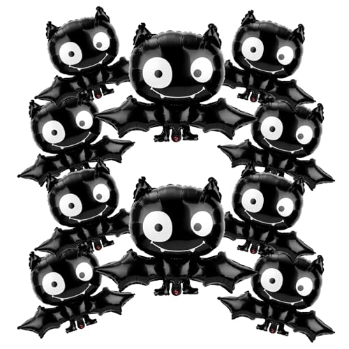 10stk Halloween Fledermaus Luftballons, 72x60cm Große Fledermaus Folienballons Gruselige Halloween Luftballons für Halloween-Requisiten Partydekorationen von PEUTIER