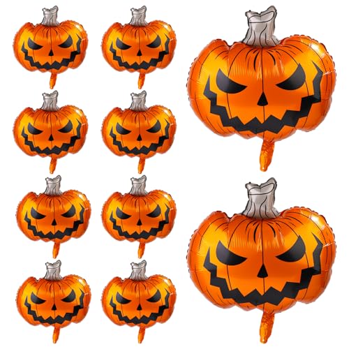 10stk Halloween Kürbis Luftballons, 75x62cm Große Kürbis Folienballons Gruselige Halloween Luftballons für Halloween Requisiten Partydekorationen von PEUTIER