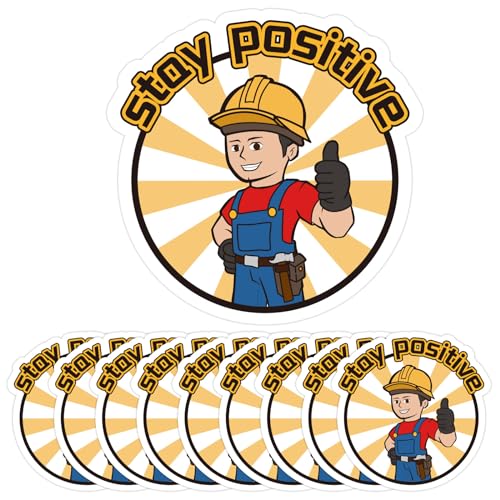 10stk "Stay Positive"Aufkleber, Lustige Schutzhelm-Aufkleber Wasserfeste Arbeitsaufkleber für Erwachsene Stoßstangenaufkleber für Kindle Auto Helm Werkzeugkasten Wasserflasche Laptop von PEUTIER