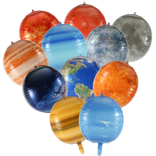 11 Stück Weltraum Ballons, 56cm Groß 4D Galaxieballons Aluminiumfolie Weltkarte Globusballons Aufblasbar Erde Weltraum-Themenballons für Kinder Geburtstagsparty Babyparty Dekorationen von PEUTIER