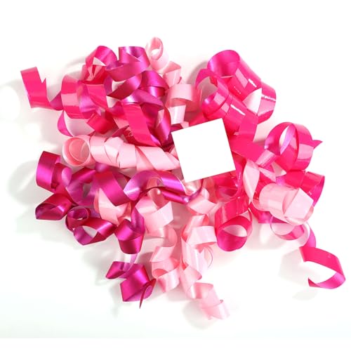 12 Stück Gelockte Schleifen zum Verpacken von Geschenken, Selbstklebende Gelockte Schleifen Twist-Tie-Band Geschenktüten-Dekor für Geburtstage Hochzeitsfeiern Jubiläen (Lila Rosa Gemischt) von PEUTIER