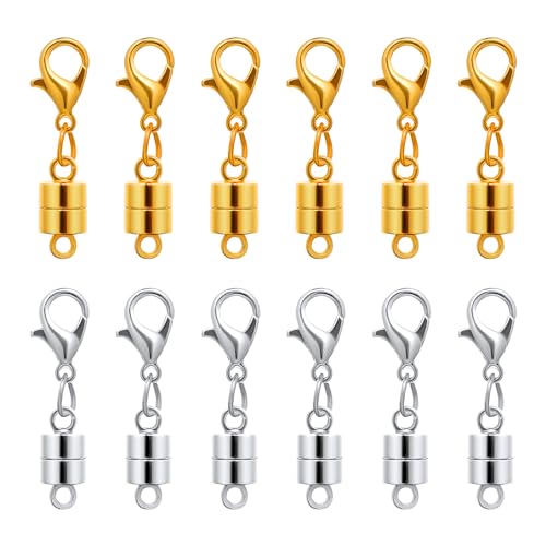 12St Magnetischer Halskettenverschluss, Magnetischer Verschluss Dual Karabiner Magnetische Schmuck Verschlüsse Magnetische Halskettenverlängerung zur Schmuckherstellung (Gold, Silber) von PEUTIER