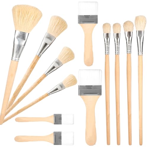 12stk Vergoldungspinsel Set, Pinsel-Set Acryl-Blattgoldpinsel Wartercolor-Folien-Ziegenhaar-Mischpinsel zum Malen Kunsthandwerk Zubehör von PEUTIER