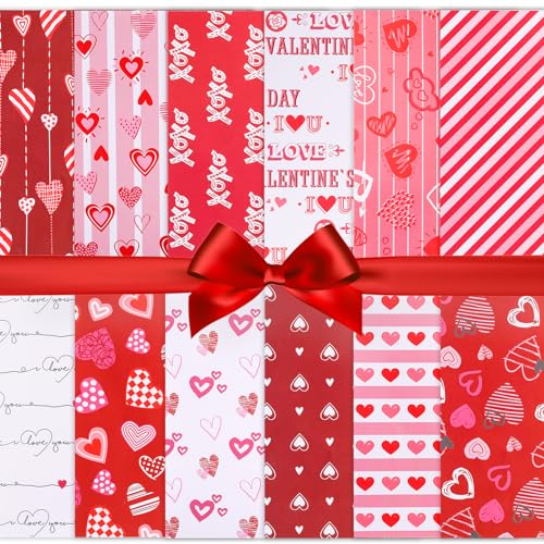 24 Blatt Valentinstag-Musterpapier, 30 x 30 cm Doppelseitig Love Paper Valentinstag-Scrapbook-Papier Dekoratives Bastelpapier für DIY-Kartengestaltung (12 Stile) von PEUTIER