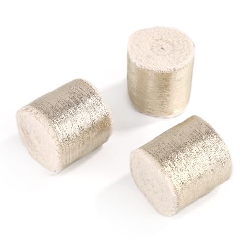 3 Rollen Chiffonband, 3,8 cm x 13,716 m Handgefertigtes Chiffonband Glitzerndes Band Organzaband für Brautsträuße Geschenkpapier Hochzeitsdekoration (Sekt) von PEUTIER