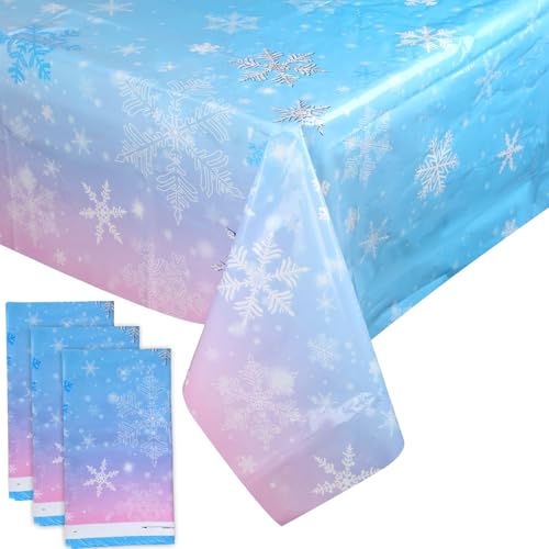 3st Tischdecke Schneeflocken, Frozen Tischdecke Winter Wonderland Snowflake Tablecloth für Tischdekoration zu Weihnachten Geburtstag Feiertage Neujahr Party (220x130cm) von PEUTIER