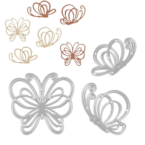 3stk Stanzformen Schmetterling, Metall Schmetterlings-Stanzformen mit 3 Stilen Schmetterlings-Stanzschablonen Prägeschablonen-Zubehör für Stempel Scrapbooking Bastelpapier von PEUTIER