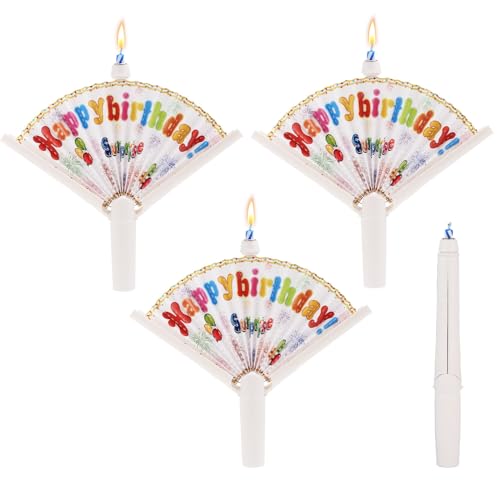 4 Stück Neuheit Fan Geburtstagskerzen, Happy Birthday Kerzen Pop-up Überraschungs Kerze Lustige Cake Topper Kerze Trick Kerze für Partyzubehör von PEUTIER