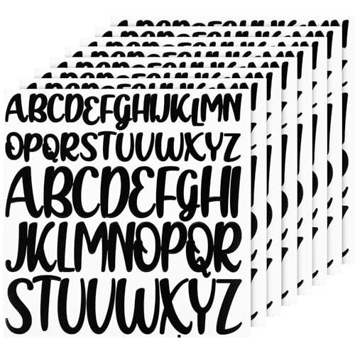 416 Stück 8 Blatt Buchstaben Aufkleber, 2,5cm 5cm Großbuchstaben Aufkleber Selbstklebend Wasserfest Vinyl Alphabet Aufkleber für Sammelalbum Dekoration Kunst Handwerk Poster(Schwarz) von PEUTIER