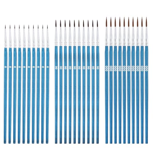 45stk Feines Detail Pinsel Set, Feiner Detail Pinsel Pinsel Mit 3 Größen #0#00#000 Feine Liner-Pinsel Zum Malen Basteln Aquarell Acryl Öl Gesichtskunst Miniaturmalerei (Blau) von PEUTIER