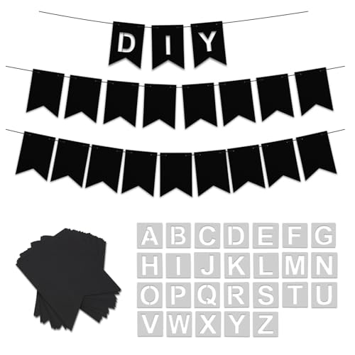 46-Teiliges DIY-Banner-Set zum Selbermachen, Inklusive 26 Schablonenbuchstaben und 20 Blanko-Karten Personalisierbares Buchstabenbanner Party-Bannerschilder Party-Geschenk von PEUTIER