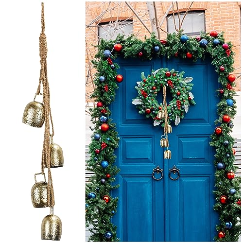 4stk Weihnachtsglocke, Vintage Metall Weihnachtsgirlandenglocken Gold Weihnachtsglocken Ornamente mit Juteseil Weihnachtsglocken Deko für Weihnachtsbaum Basteln von PEUTIER