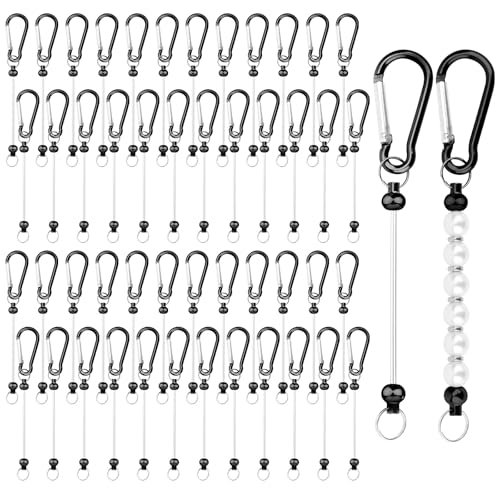 50 Stück Perlen-Schlüsselanhänger-Stangen, Perlen-Schlüsselanhänger-Set, Schlüsselanhänger, Zubehör, Charms, Perlen, DIY, blanko, Metallperlen, Schlüsselanhänger-Clips für Handwerk, Schlüsselanhänger, von PEUTIER