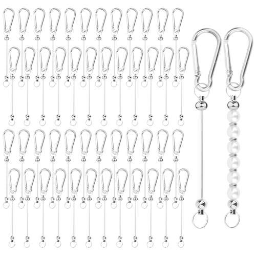 50 Stück Perlen-Schlüsselanhänger-Stangen, Perlen-Schlüsselanhänger-Set, Schlüsselanhänger, Zubehör, Charms, Perlen, DIY, blanko, Metallperlen, Schlüsselanhänger-Clips für Handwerk, Schlüsselanhänger, von PEUTIER