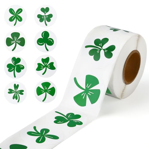 500stk St. Patricks Day Kleeblatt Aufkleber, Selbstklebende Irische Glückliche Grün Klee Aufkleber St. Patricks Day Aufkleber Partydekorationen für Kartengeschenkverpackung Umschlag von PEUTIER