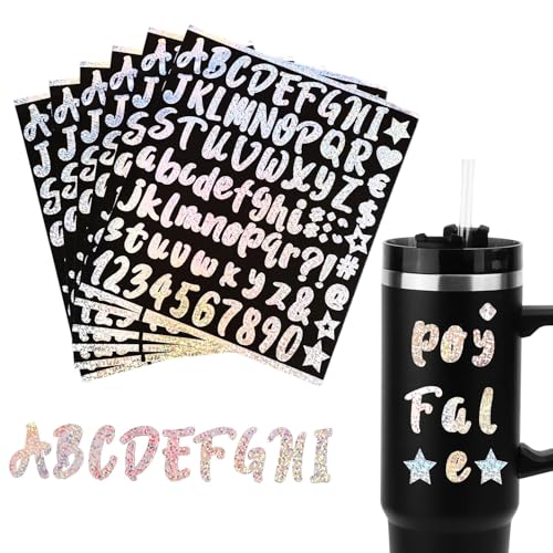 6st Namensaufkleber für Stanley Cup, Wasserfest Vinyl Buchstaben Aufkleber Personalisiert Alphabet Buchstabenaufkleber für Trinkbecher Wasserflaschen für 30oz 40oz Cup Topper Deckel von PEUTIER