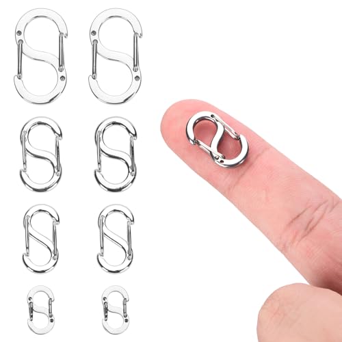 8 Stück Doppelt Öffnende Verkürzer-Verschlüsse, Halsketten Verschluss Edelstahl Armbandverbinder Halsketten Clip Verkürzer-Charm-Verschluss für Heimwerker Schmuckherstellung (4 Größen, Silber) von PEUTIER