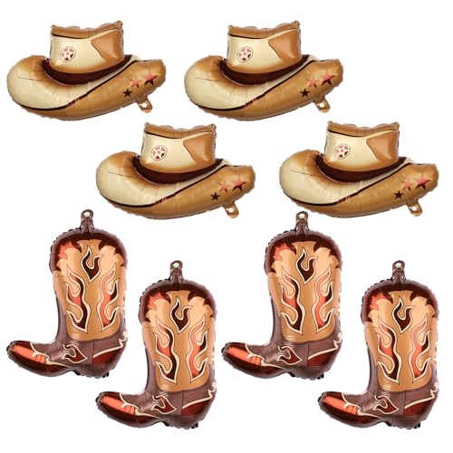 8stk Partyballons mit Westernthema, Große Cowgirlhut Stiefelballons Cowboy Party Dekorationsballons Rodeo Ballons für Cowgirl Cowboy Mottoparty Geburtstagszubehör von PEUTIER